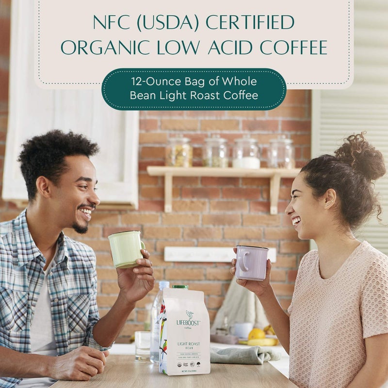 Lifeboost Light Roast Whole Bean Coffee - Low Acid Organic Coffee, Non-GMO, USDA Organic, Single Origin, Third-Party Tested for Mycotoxins & Pesticides - 12 oz Bag - Image 5
